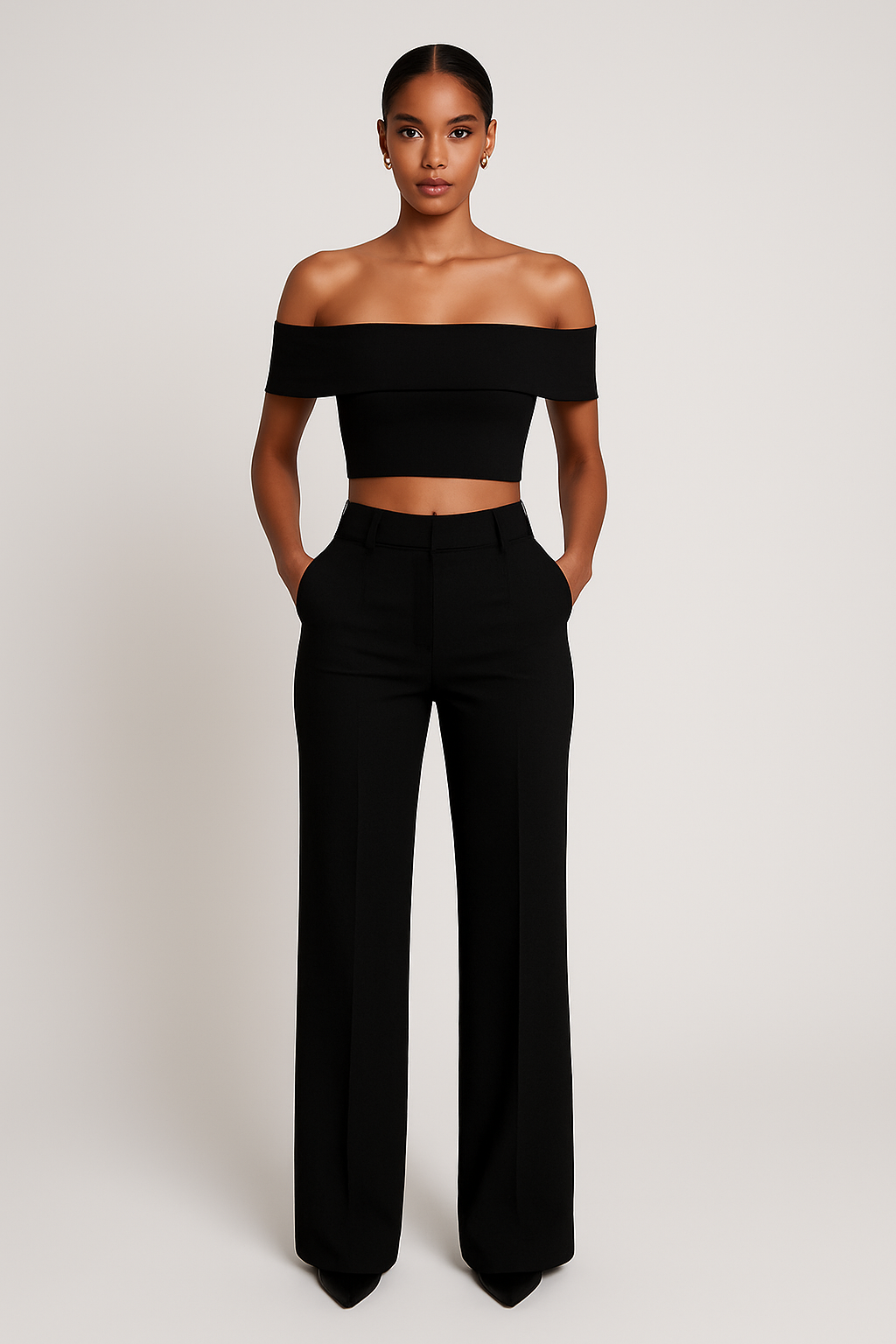 FlexiChic™ – Wide Leg Pants & Crop Top Two-Piece Set